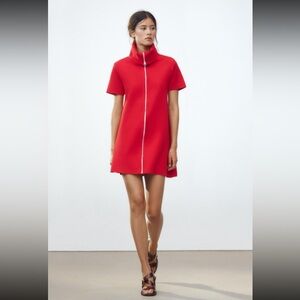 Zara Red Mini Dress with Zip Detail